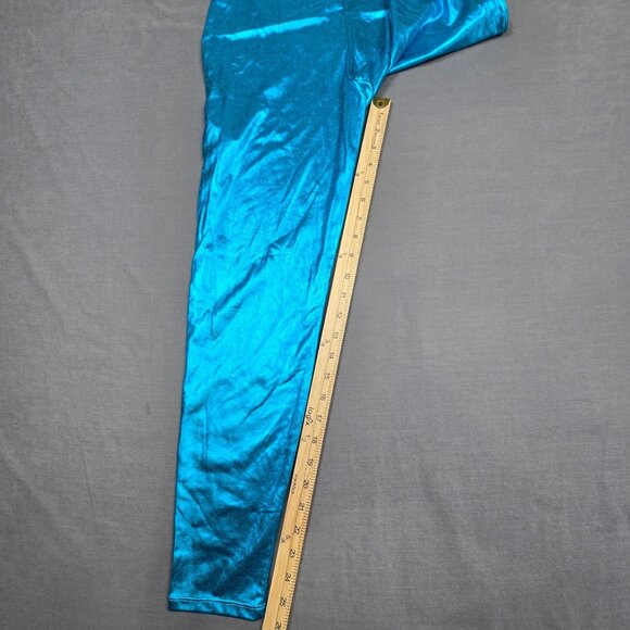 Vintage 80s Shiny Blue One-Piece Full Body Unitard Leotard Jumpsuit Medium - Picture 2 of 3